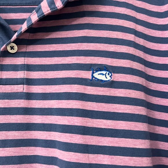 Southern Tide Mens Blue PInk Striped Performance Golf SkipJack Polo Shirt 2XL - Picture 3 of 5